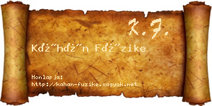 Káhán Füzike névjegykártya